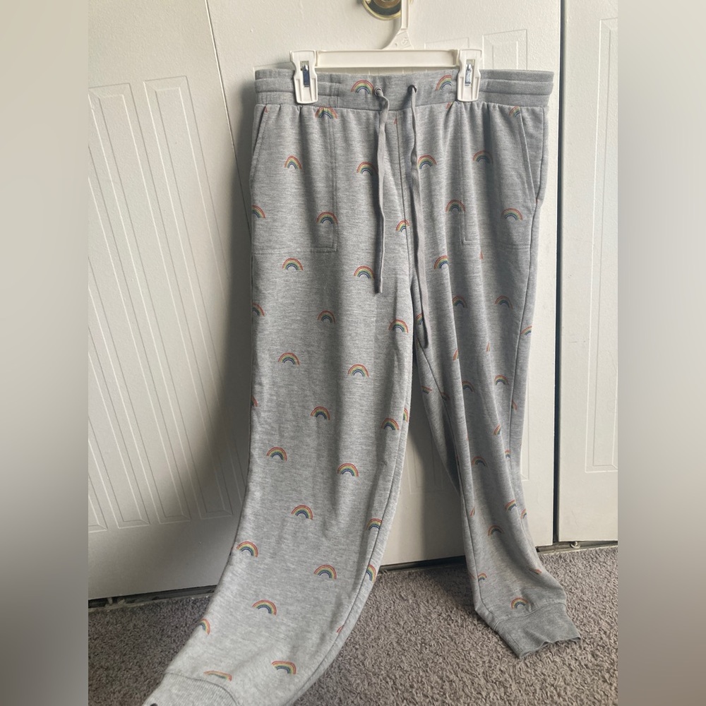 Grey Rainbow Sweatpants Capris Lounge Pants